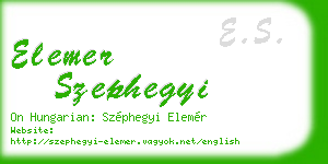 elemer szephegyi business card